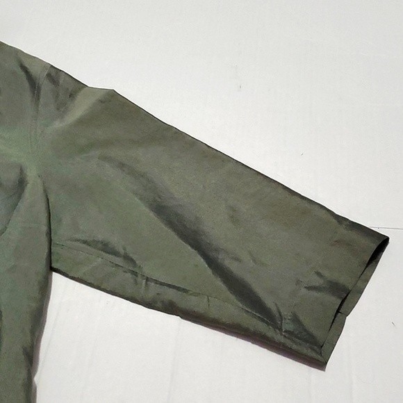 HOST PICK J Jill Olive Green Classic Modest Oversized Button Down Silk Top - Picture 6 of 9